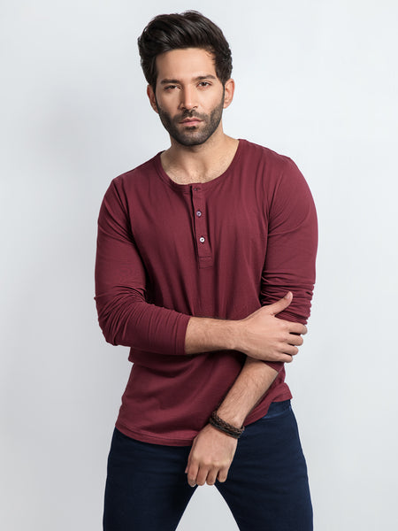 Long henley shirt best sale