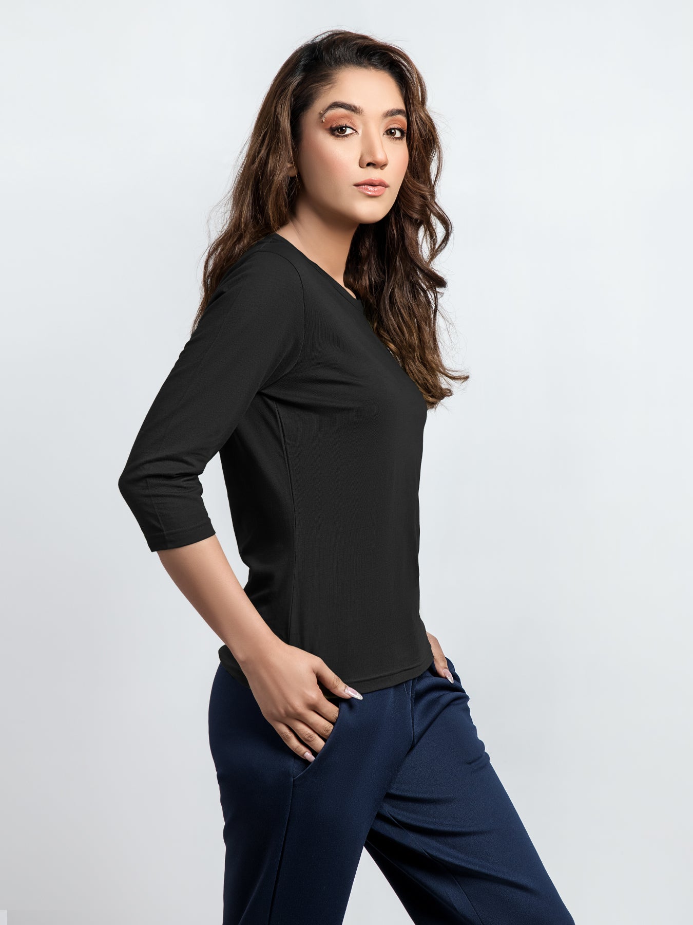 Women Crew Neck 3/4 Sleeve Tee
