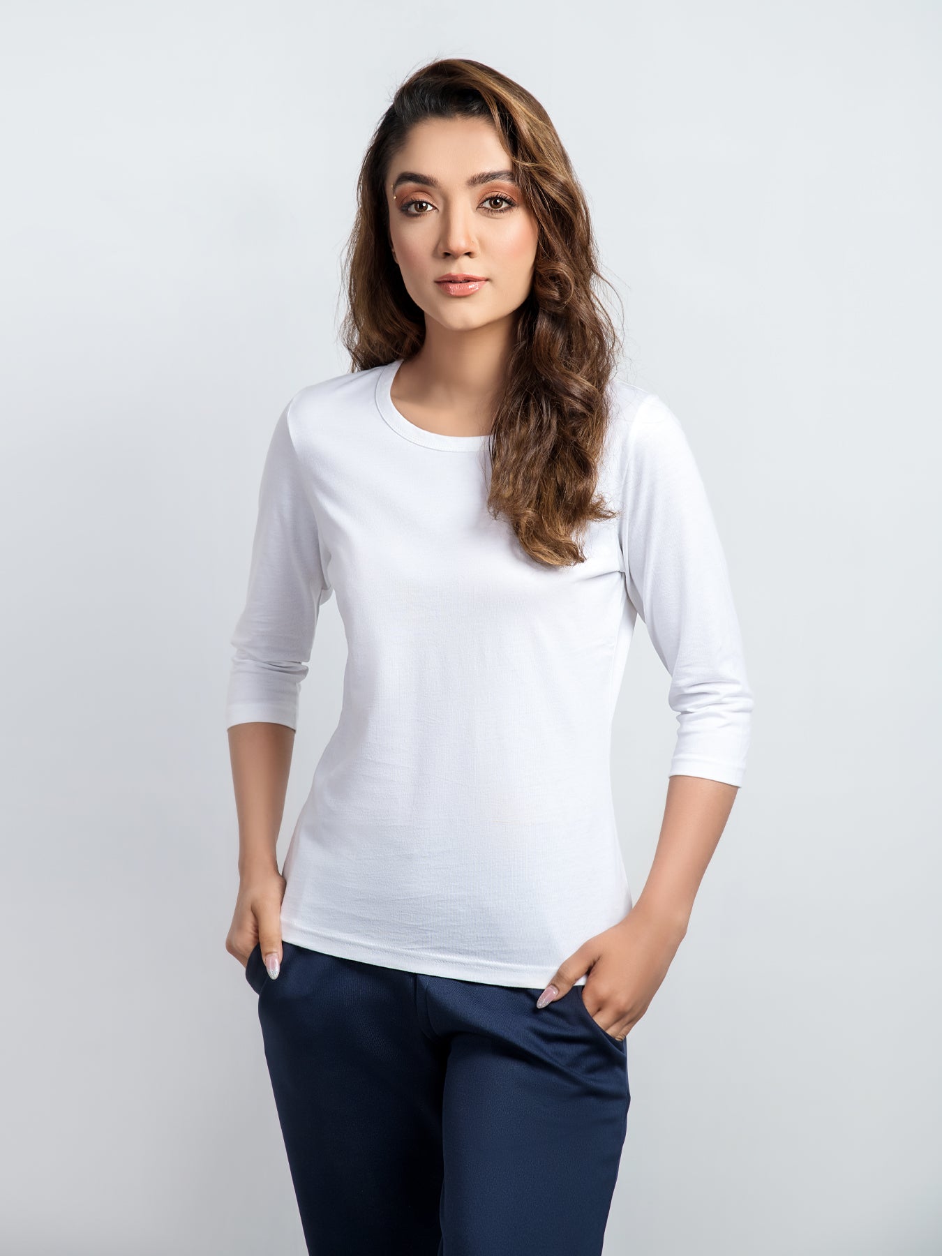 Women Crew Neck 3/4 Sleeve Tee