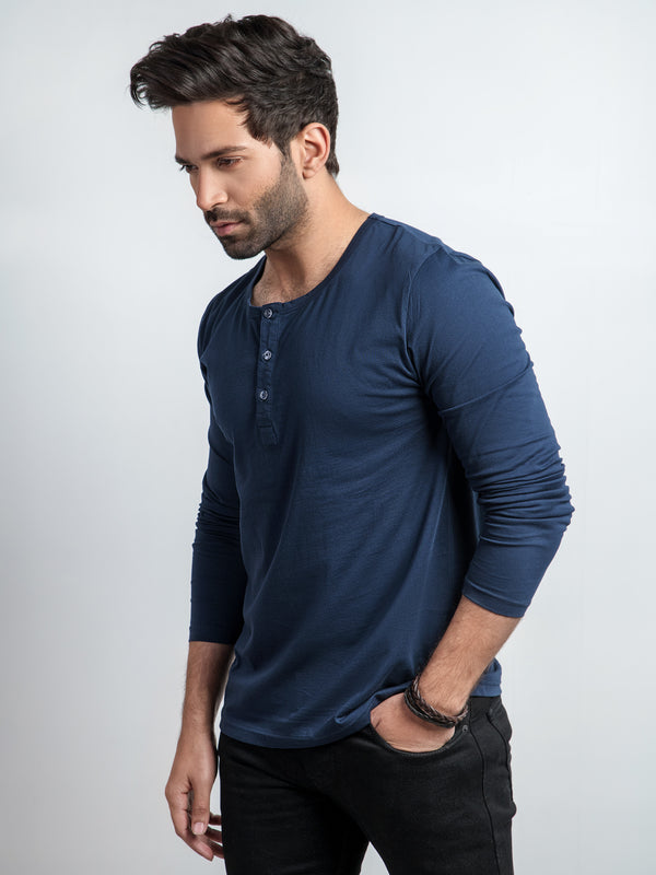 Men Henley Long Sleeve Tee