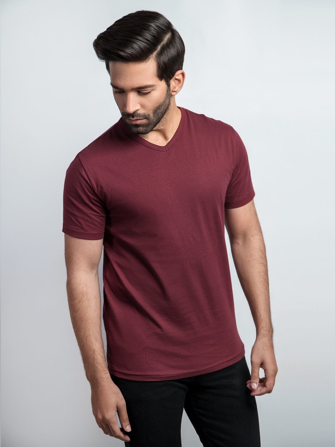 Men V Neck Tee
