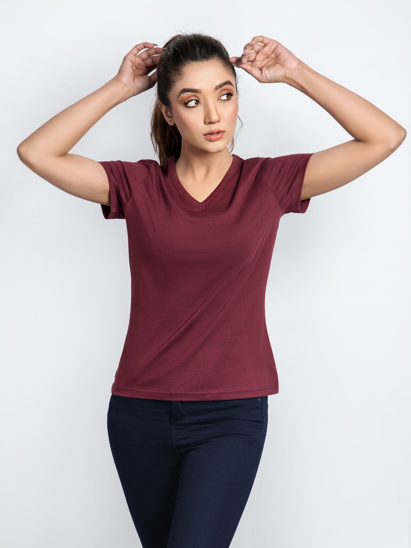 Women V Neck Tee