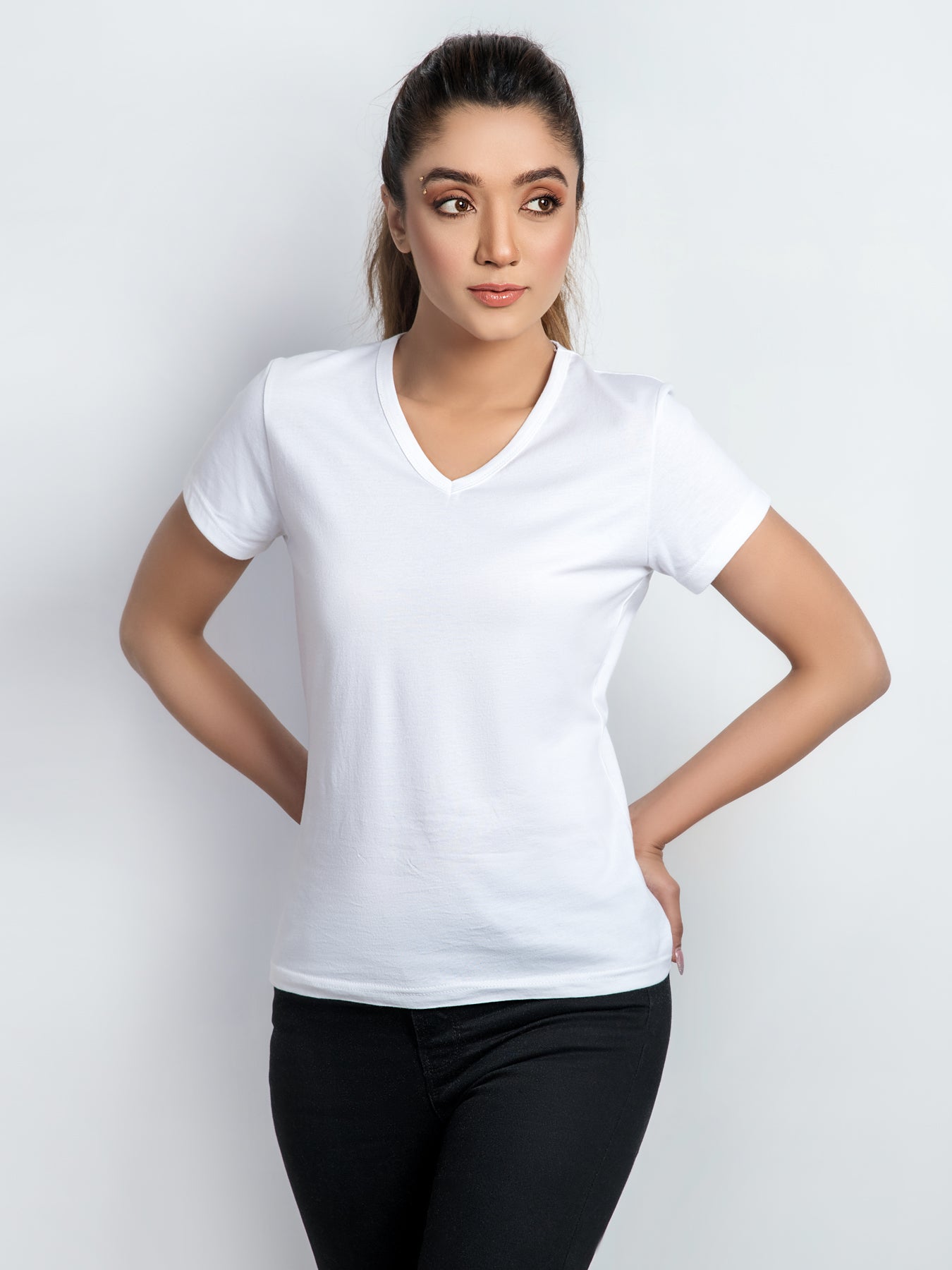 Women V Neck Tee